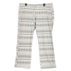 Old Navy Fair Isle Fleece Pajama Pants Gray White Snowflake Drawstring XL Womens